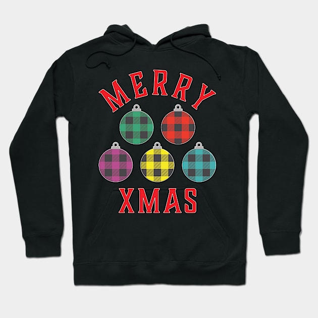 Merry Xmas Buffalo Plaid Ornaments Hoodie by DPattonPD